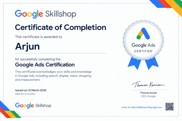 Google Ads Certification Certificate