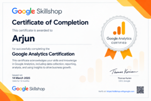 Google Analytics Certificate for Arjun (1)